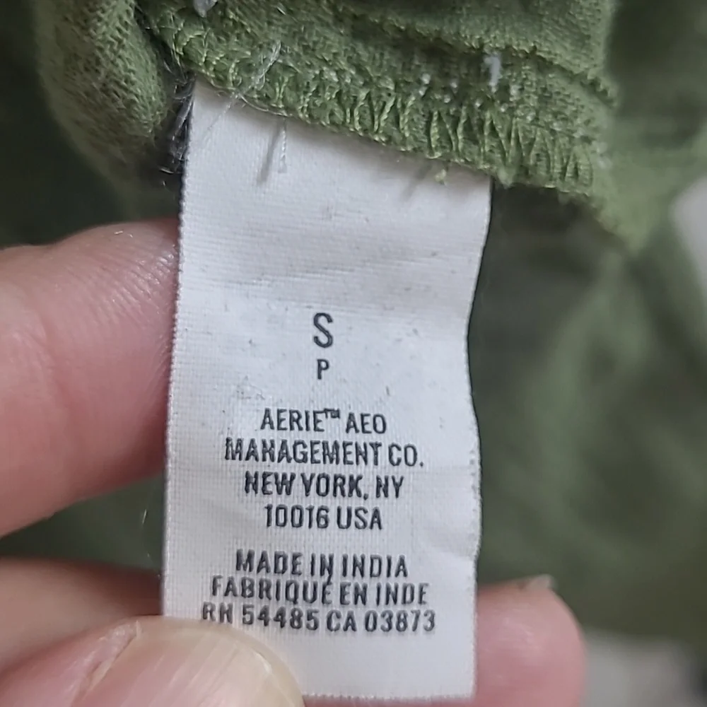 Aerie Olive Green Women's  Earty Light Natural Material Oversized Top S/P - Picture 5 of 5